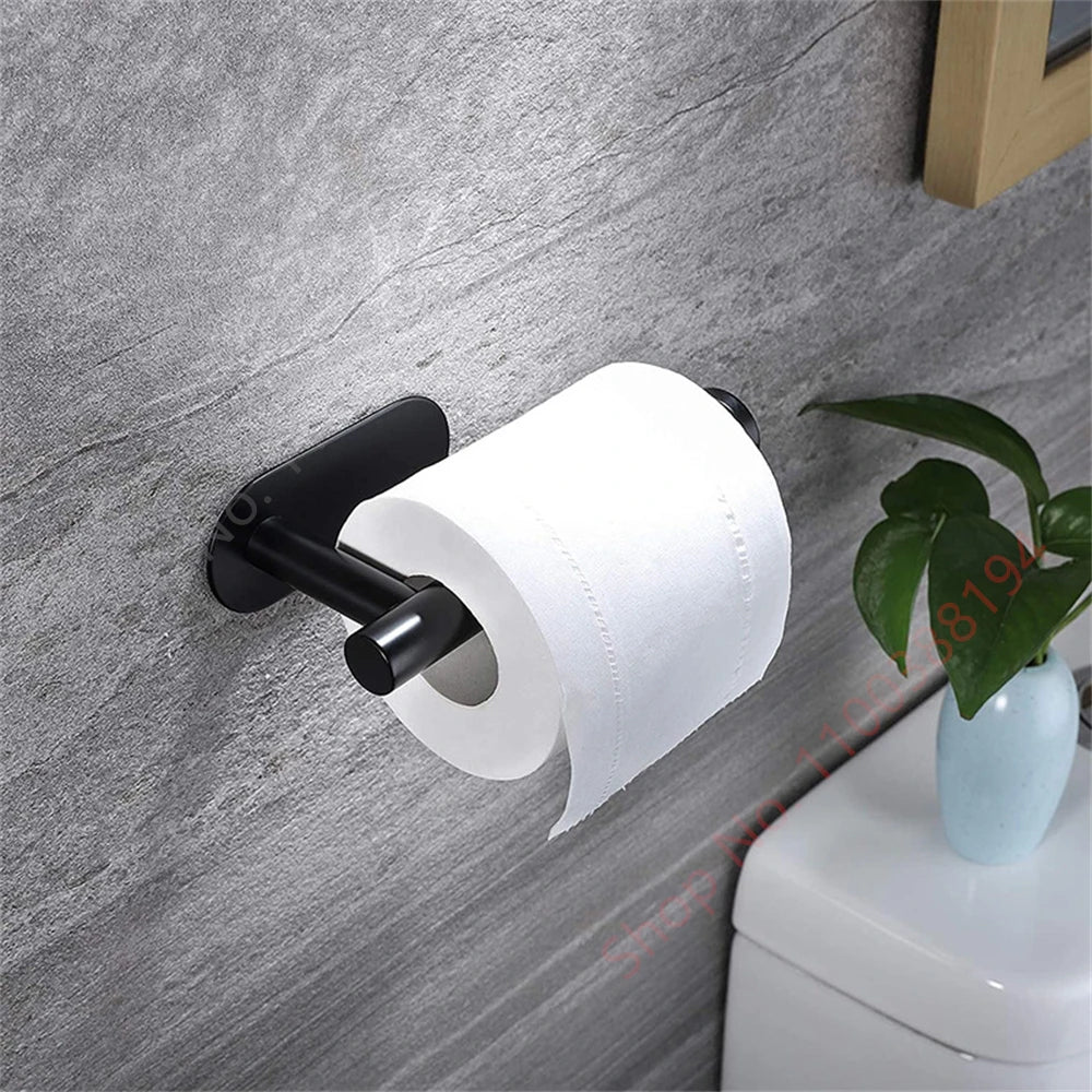 Adhesive Wall-Mounted Toilet Paper Holder – No Drills, Sleek Design for Easy Install