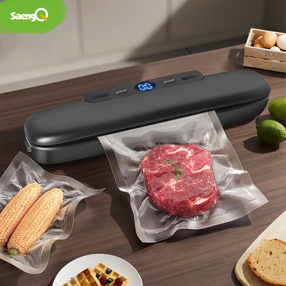 SaengQ Vacuum Sealer Machine – Keep Food Fresh Longer with Free Bags Included