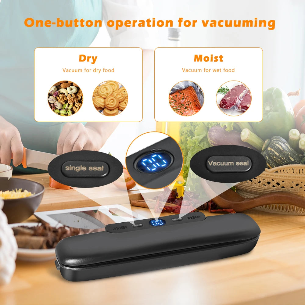 SaengQ Vacuum Sealer Machine – Keep Food Fresh Longer with Free Bags Included